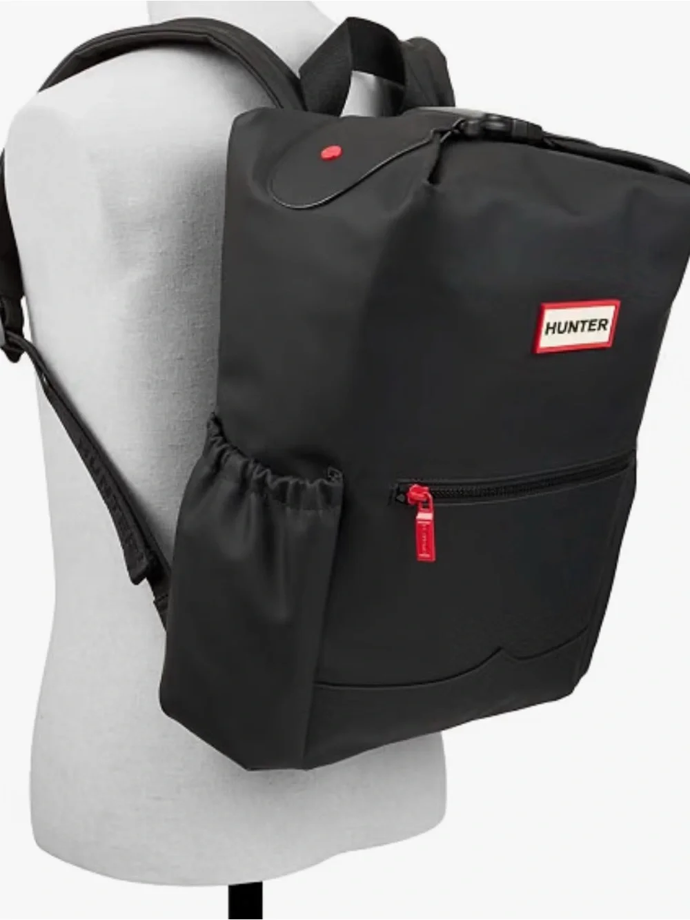 Hunter Black Backpack with Red Zipper Accent